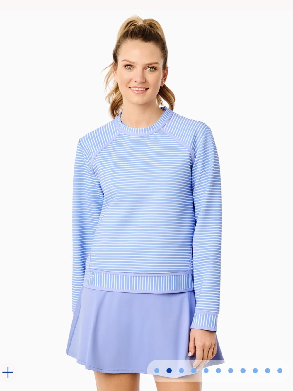 Addison Bay Purple and White Striped Crewneck Sweatshirt with Skirt